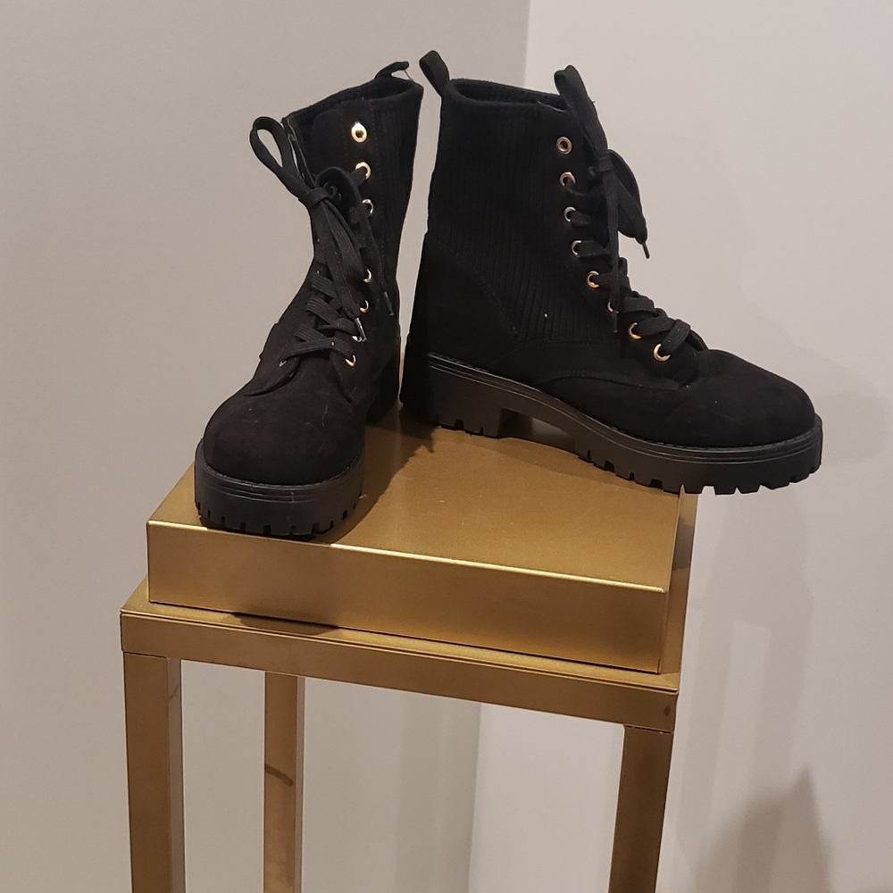 Black combat style boots